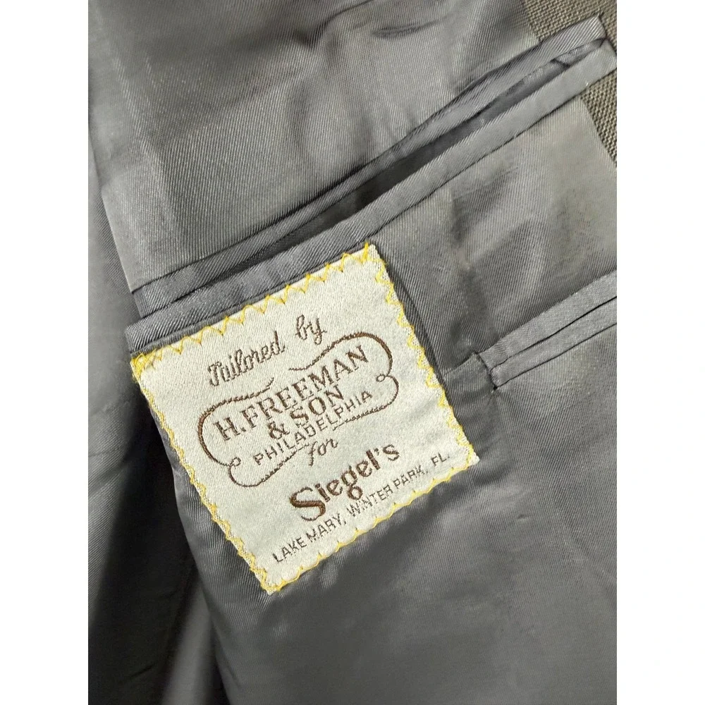 H Freeman & Son Mens 40L Blazer Grey Brown Glen Plaid Sport Coat Siegel's USA‎